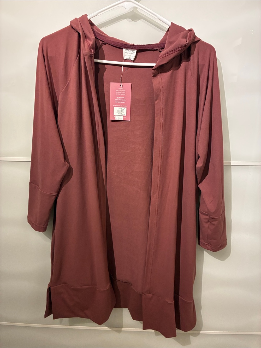 Dusty Rose Hooded Open Cardigan